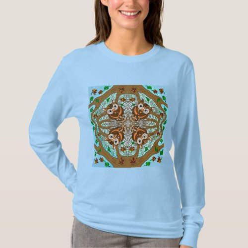 Hand Drawn Owl Mandala Artwork      T_Shirt