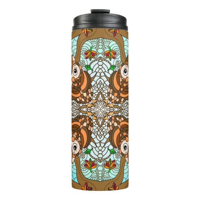 Hand Drawn Owl Mandala Artwork   Thermal Tumbler (Front)