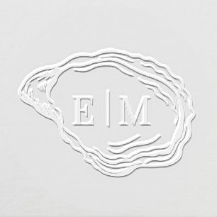 Hand Drawn Oyster Shell Monogram Wedding Embosser