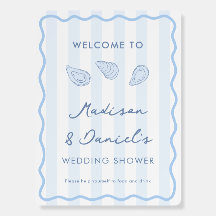 Hand Drawn Oysters Wedding Shower Welcome Sign
