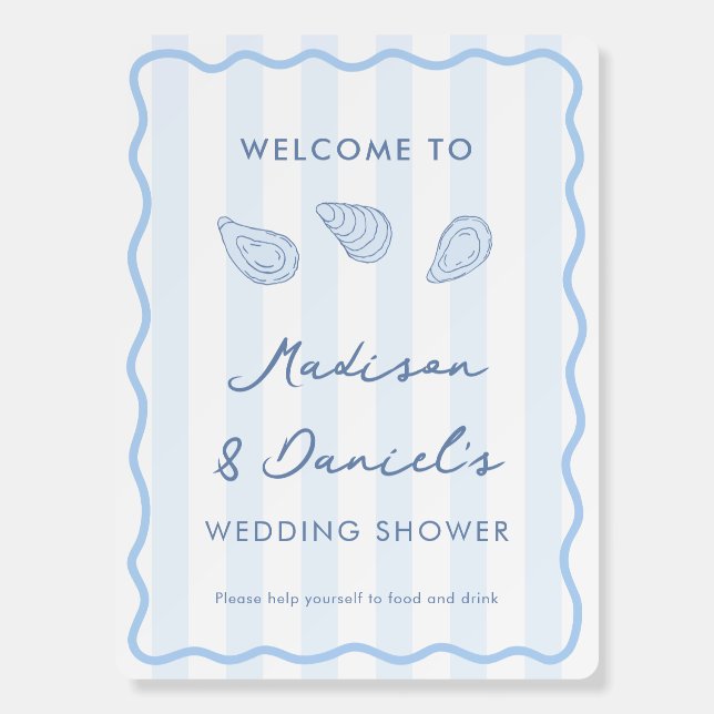Hand Drawn Oysters Wedding Shower Welcome Sign (Front)
