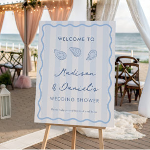 Hand Drawn Oysters Wedding Shower Welcome Sign