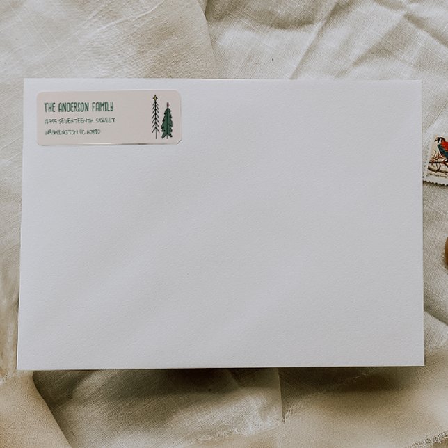 Hand Drawn Painted Abstract Christmas Tree Address Label (Creator Uploaded)