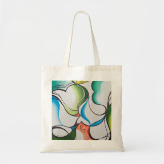 hand drawn painted abstract tote bag