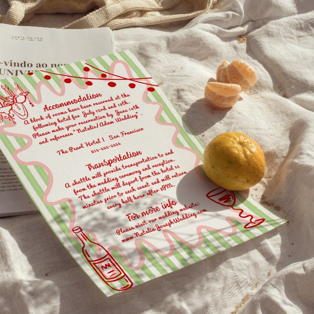 Hand Drawn Painted Quirky Wedding Fun Details Enclosure Card (Creator Uploaded)