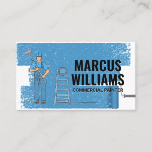 Hand Drawn Painter with Tools Paint Roller Business Card