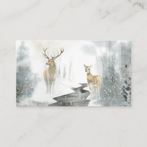 Hand_drawn pair of deer watercolor style business card