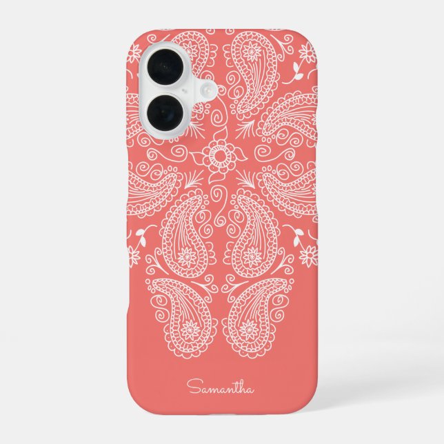 Hand Drawn Paisley Pattern Dark Peach Iphone Case (Back)