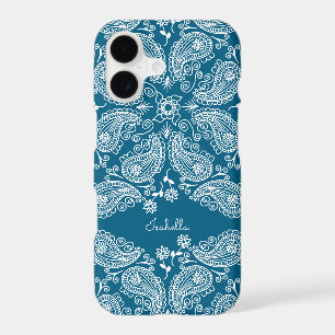 Hand Drawn Paisley Pattern on Teal iPhone 17 Case