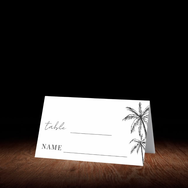 Hand Drawn Palm Tree Boho Beach Wedding Table Place Card (Creator Uploaded)