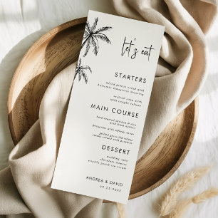 Hand Drawn Palm Tree Destination Wedding Let's Eat Menu