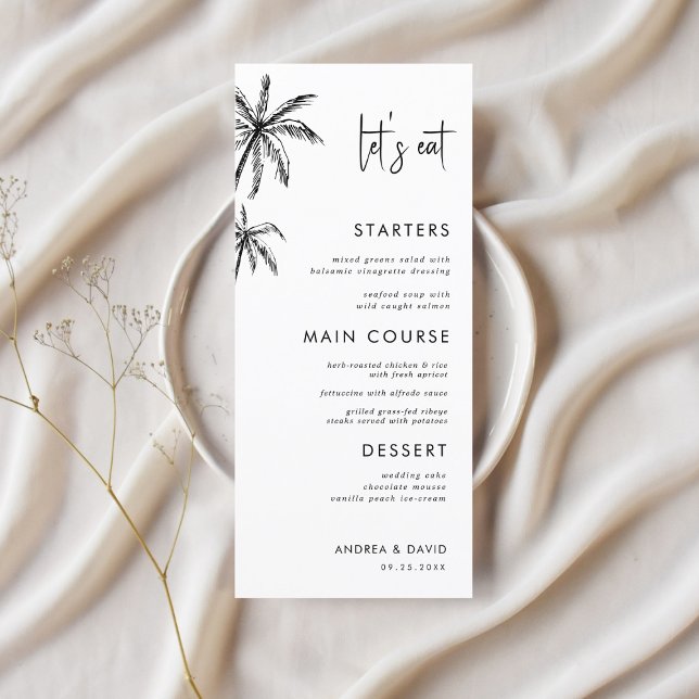Hand Drawn Palm Tree Destination Wedding Let's Eat Menu (Creator Uploaded)