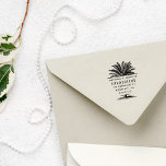 Hand-drawn Palm Tree Summer Wedding Return Address Self-inking Stamp<br><div class="desc">Create your own tropical themed wedding rubber stamp with our easy-to-use templates! Featuring a hand-drawn palm tree with a white overlay placed on top displaying your names, family name, and return address details with a modern typography. Simply click on "Personalize this template" to start customizing this design. Ideal for summer...</div>