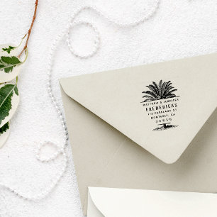 Hand-drawn Palm Tree Summer Wedding Return Address Self-inking Stamp