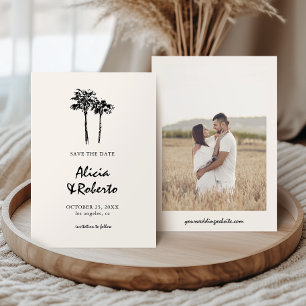 Hand Drawn Palm Tree Tropical Boho Budget Wedding Save The Date