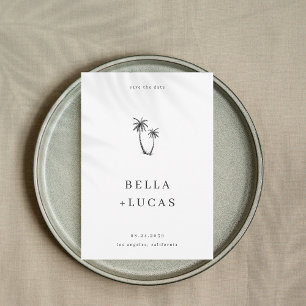 Hand Drawn Palm Tree Tropical QR Code Wedding Save The Date