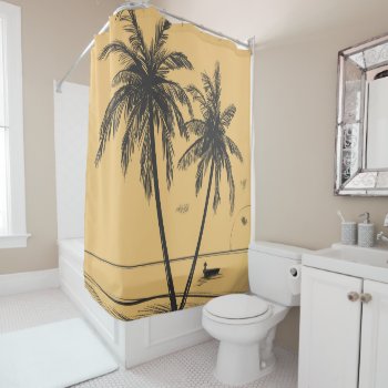 Hand Drawn Palm Trees And Beach Shower Curtain by Pick_Up_Me at Zazzle