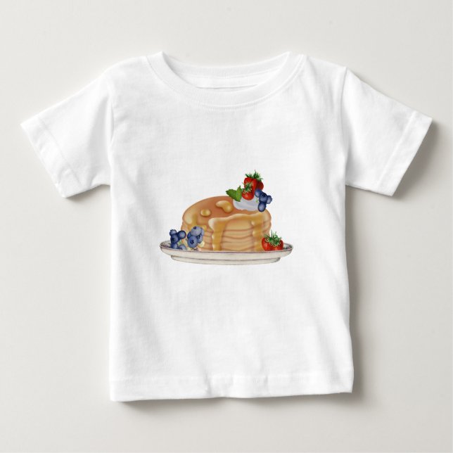 Hand Drawn Pancakes Berries Breakfast Food Baby T-Shirt (Front)