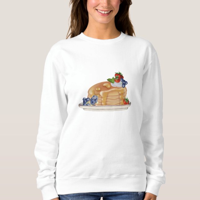 Hand Drawn Pancakes Berries Breakfast Food Sweatshirt (Front)