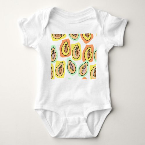 Hand_Drawn Papaya Creative Vintage Pattern Baby Bodysuit