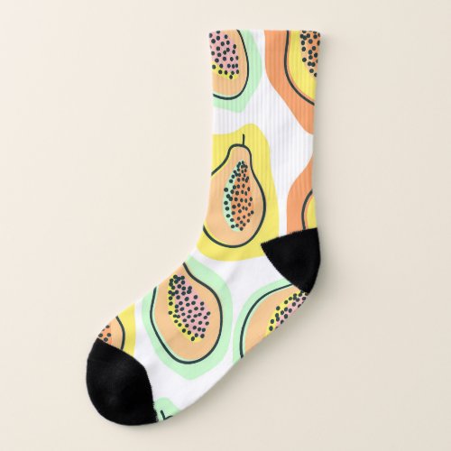 Hand_Drawn Papaya Creative Vintage Pattern Socks
