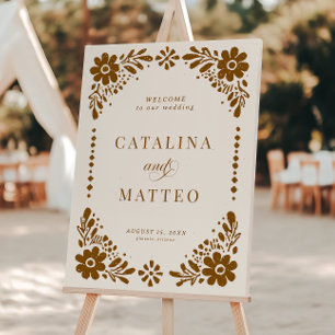 Hand Drawn Papel Picado Wedding Welcome Sign
