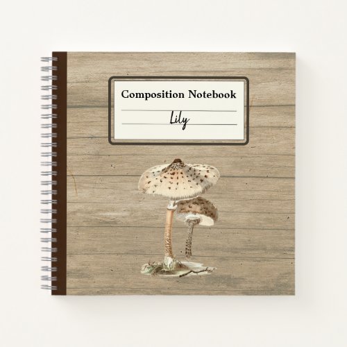 Hand Drawn Parasol Mushroom Personalized Comp Notebook