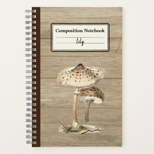 Hand Drawn Parasol Mushroom Personalized Comp Notebook