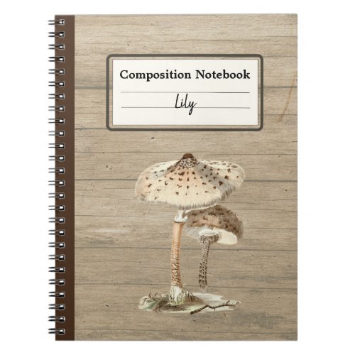 Hand Drawn Parasol Mushroom Personalized Comp Notebook