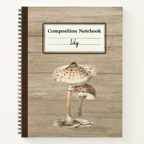 Hand Drawn Parasol Mushroom Personalized Comp Notebook