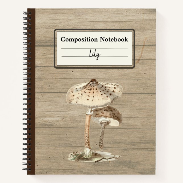 Hand Drawn Parasol Mushroom Personalized Comp Notebook (Front)