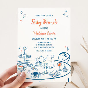 Hand Drawn Party Baby Shower Invitation