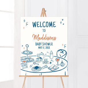 Hand Drawn Party Baby Shower Welcome Poster