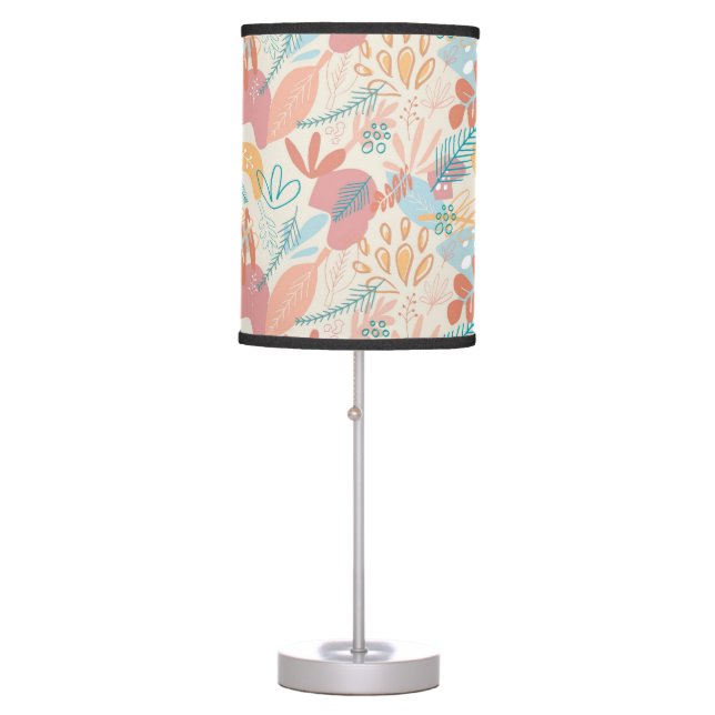 Hand Drawn Pastel Abstract Floral Pattern Table Lamp (Front)
