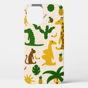 Hand drawn pastel color illustration seamless patt iPhone 12 case