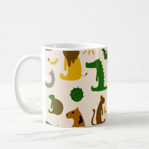 Hand drawn pastel color illustration seamless patt coffee mug