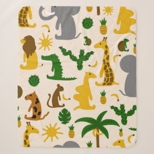 Hand drawn pastel color illustration seamless patt sherpa blanket