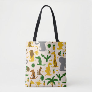Hand drawn pastel color illustration seamless patt tote bag