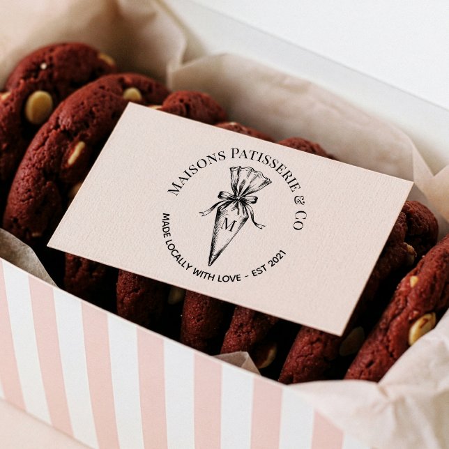 Hand Drawn Pastry Piping Bag Monogram Bakery Shop Rubber Stamp (Hand Drawn Pastry Piping Bag Monogram Bakery Shop Rubber Stamp)