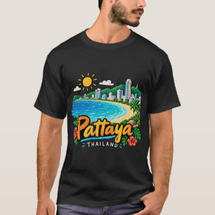 Hand Drawn Pattaya Thailand Travel Art Landmark T-Shirt