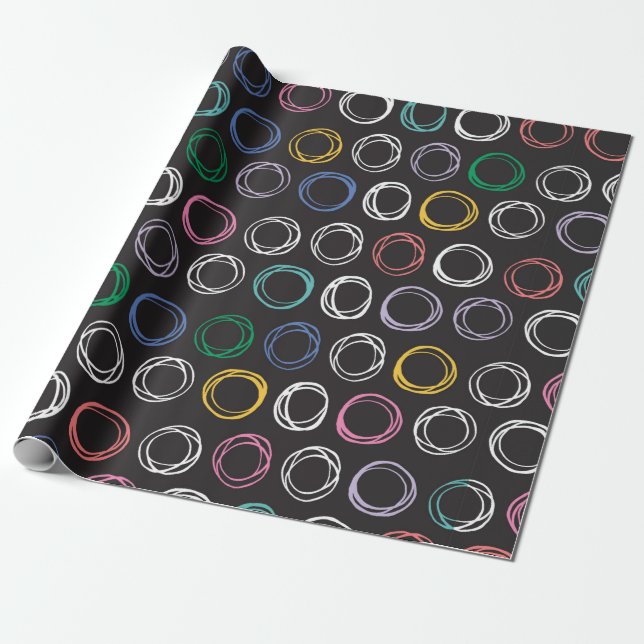 Hand drawn pattern with brushed lines seamless pat wrapping paper (Unrolled)