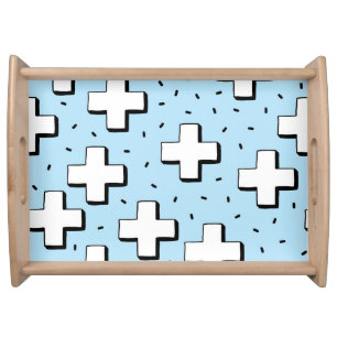 Hand-Drawn Pattern with Plus Signs. Serving Tray