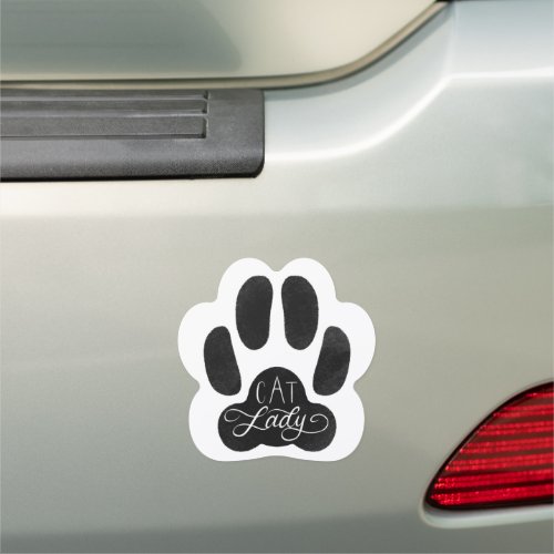 Hand Drawn Paw and Lettering Cat Lady Pet Parent Car Magnet