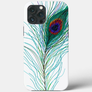 Hand drawn Peacock Feathers iPhone 13 Pro Max Case