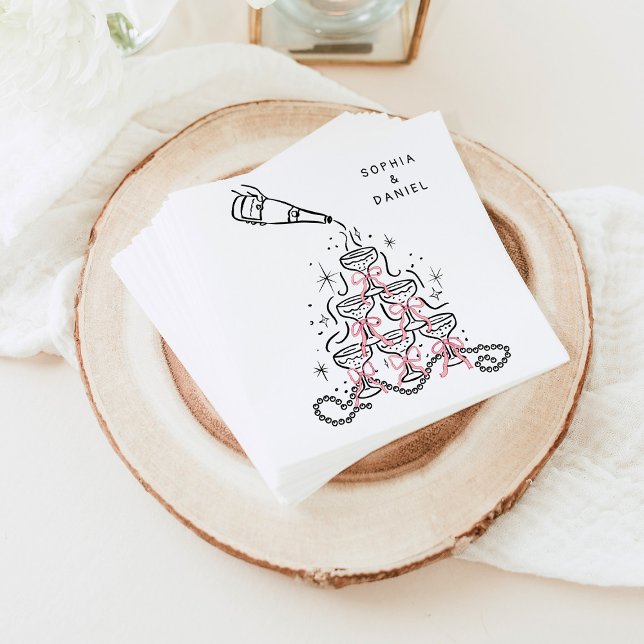 Hand Drawn Pearls & Prosecco Bridal Shower Napkins (Creator Uploaded)