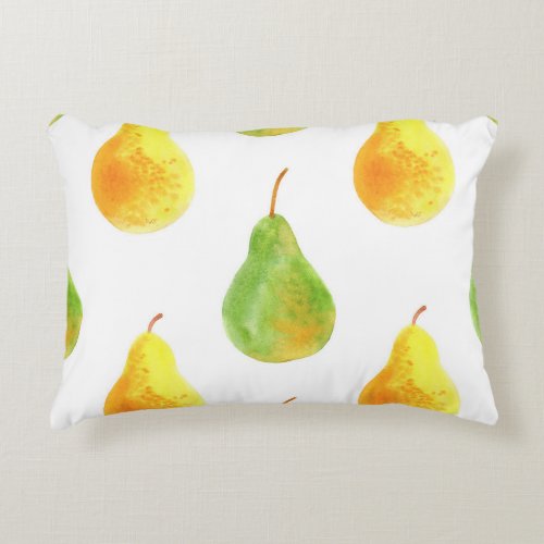 Hand_drawn pears watercolor food picture accent pillow