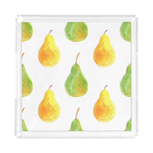 Hand_drawn pears watercolor food picture acrylic tray
