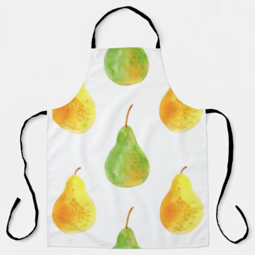 Hand_drawn pears watercolor food picture apron