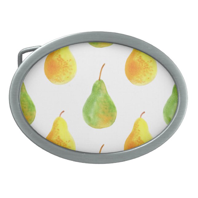 Hand-drawn pears, watercolor food picture belt buckle (Front)