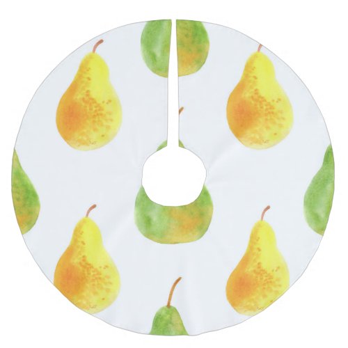 Hand_drawn pears watercolor food picture brushed polyester tree skirt